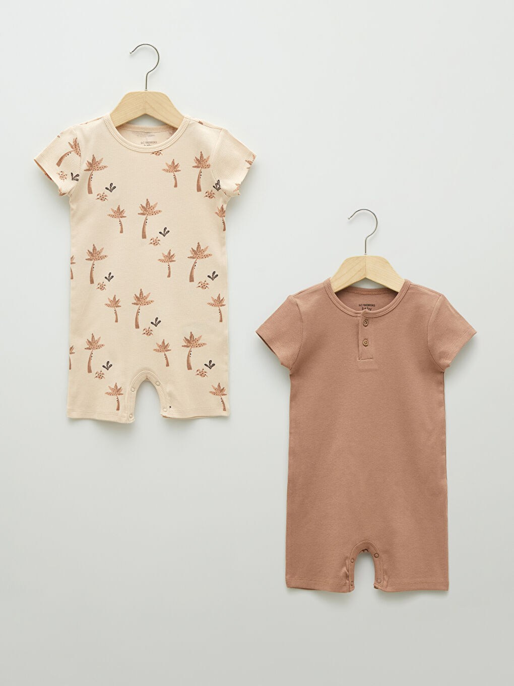 Crew Neck Short Sleeve Cotton Baby Boy Jumpsuit 2 Pieces