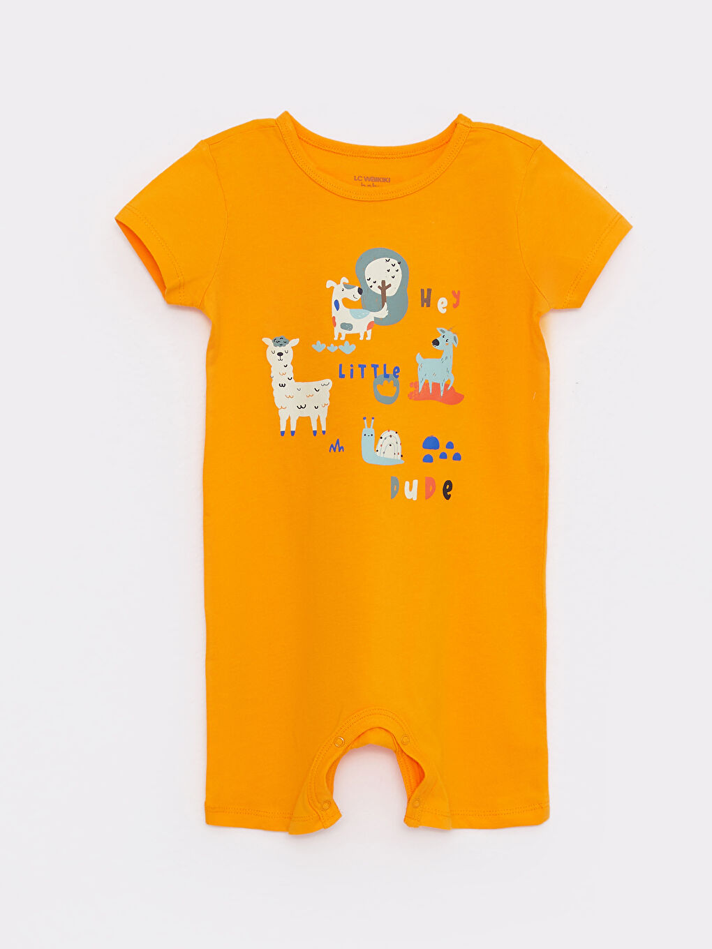 Salopetă pentru Bebeluși Băieți cu Guler Rotund, Mânecă Scurtă, Imprimat, din Bumbac, Pachet de 2 Bucăți-1