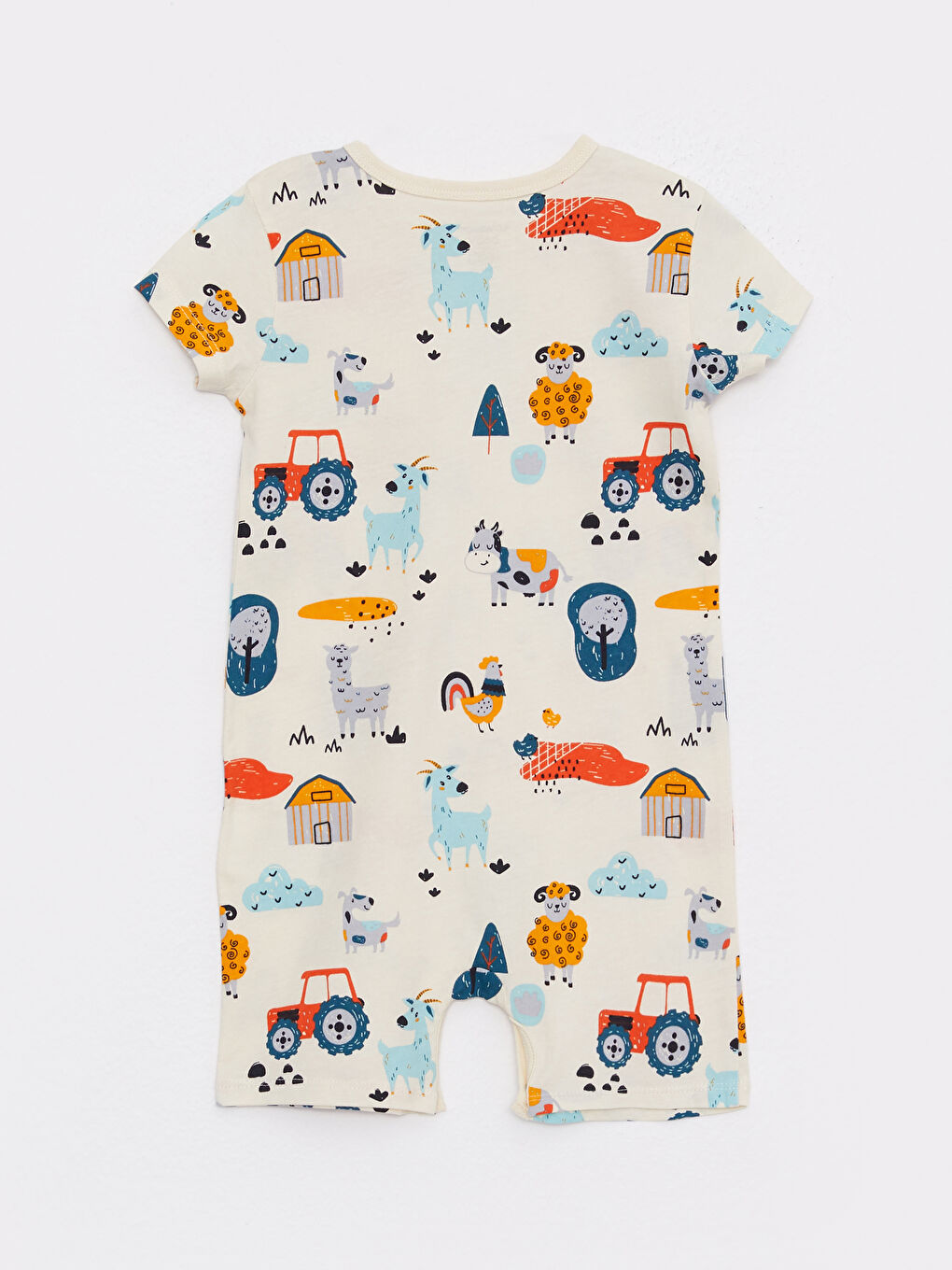 Salopetă pentru Bebeluși Băieți cu Guler Rotund, Mânecă Scurtă, Imprimat, din Bumbac, Pachet de 2 Bucăți-4