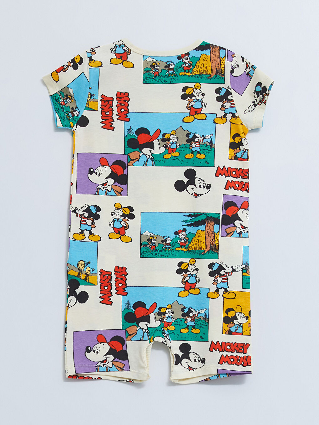 Crew Neck Short Sleeve Mickey Mouse Printed Cotton Baby Boy Rompers 2 Pack-4