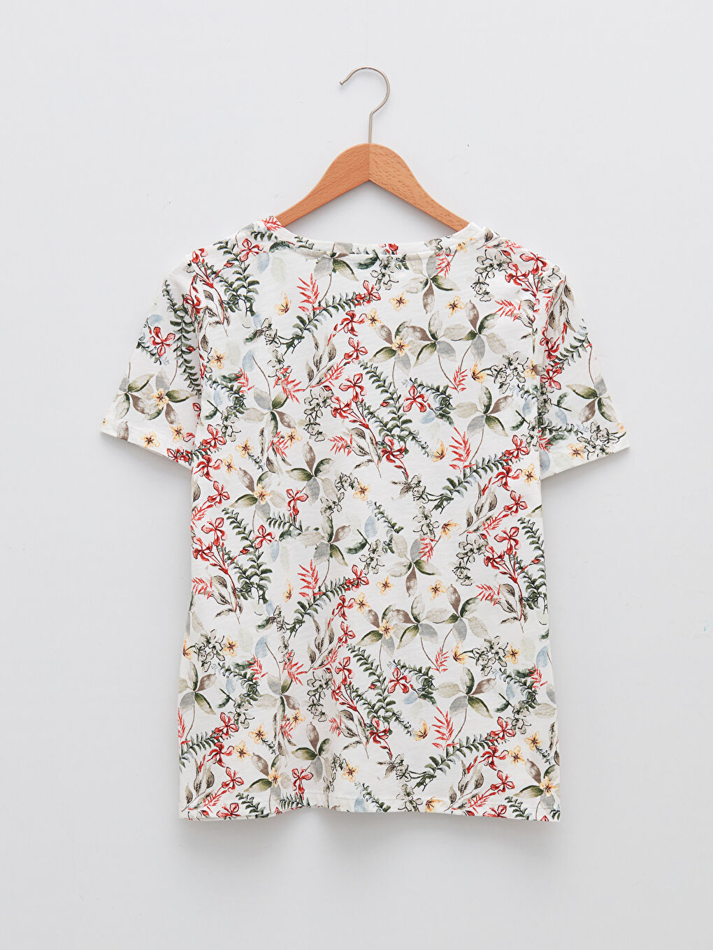 Women's V-Neck Floral Short Sleeve Cotton T-Shirt-6