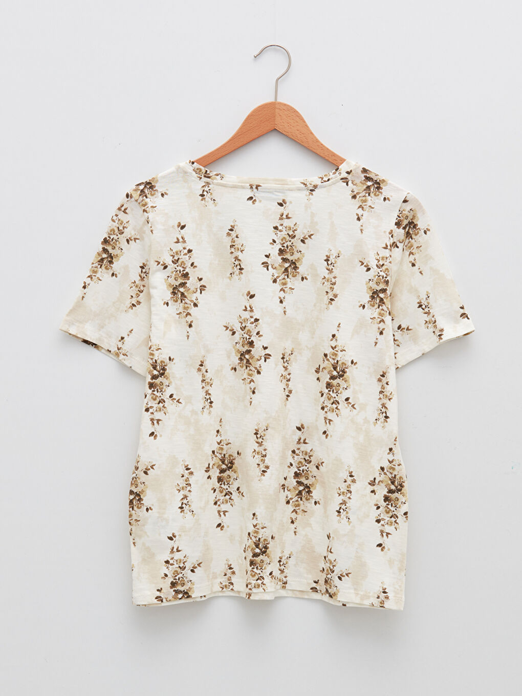 LCW ECO Women's V-Neck Floral Short Sleeve Cotton T-Shirt -S29091Z8-LQX