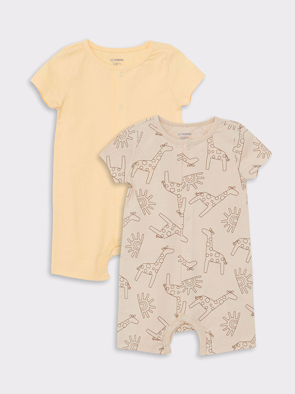 Crew Neck Short Sleeve Printed Baby Boy Rompers 2 Pack