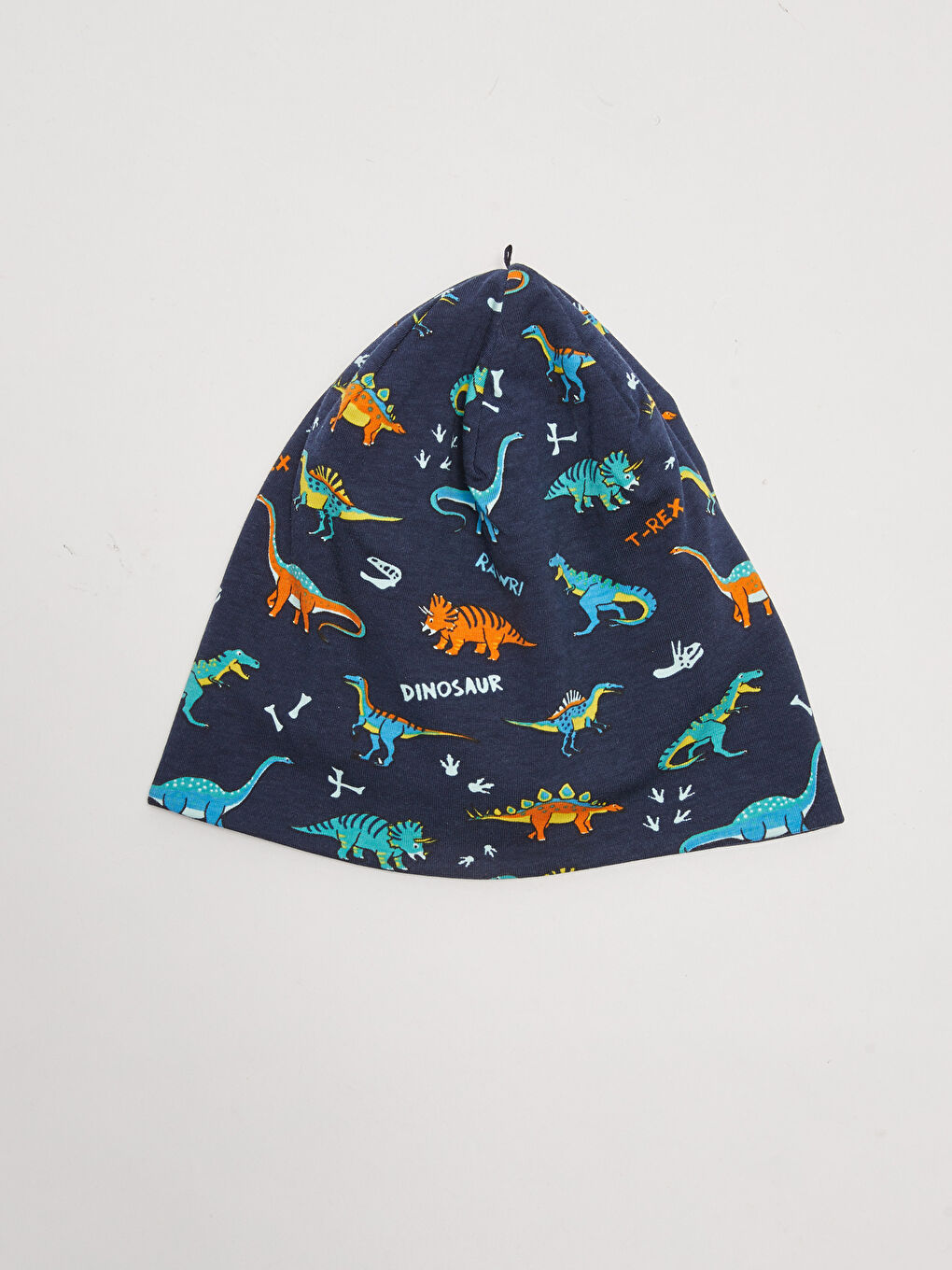 Lacivert Erkek Çocuk Dinozor Baskılı Pamuklu Jarse Bere