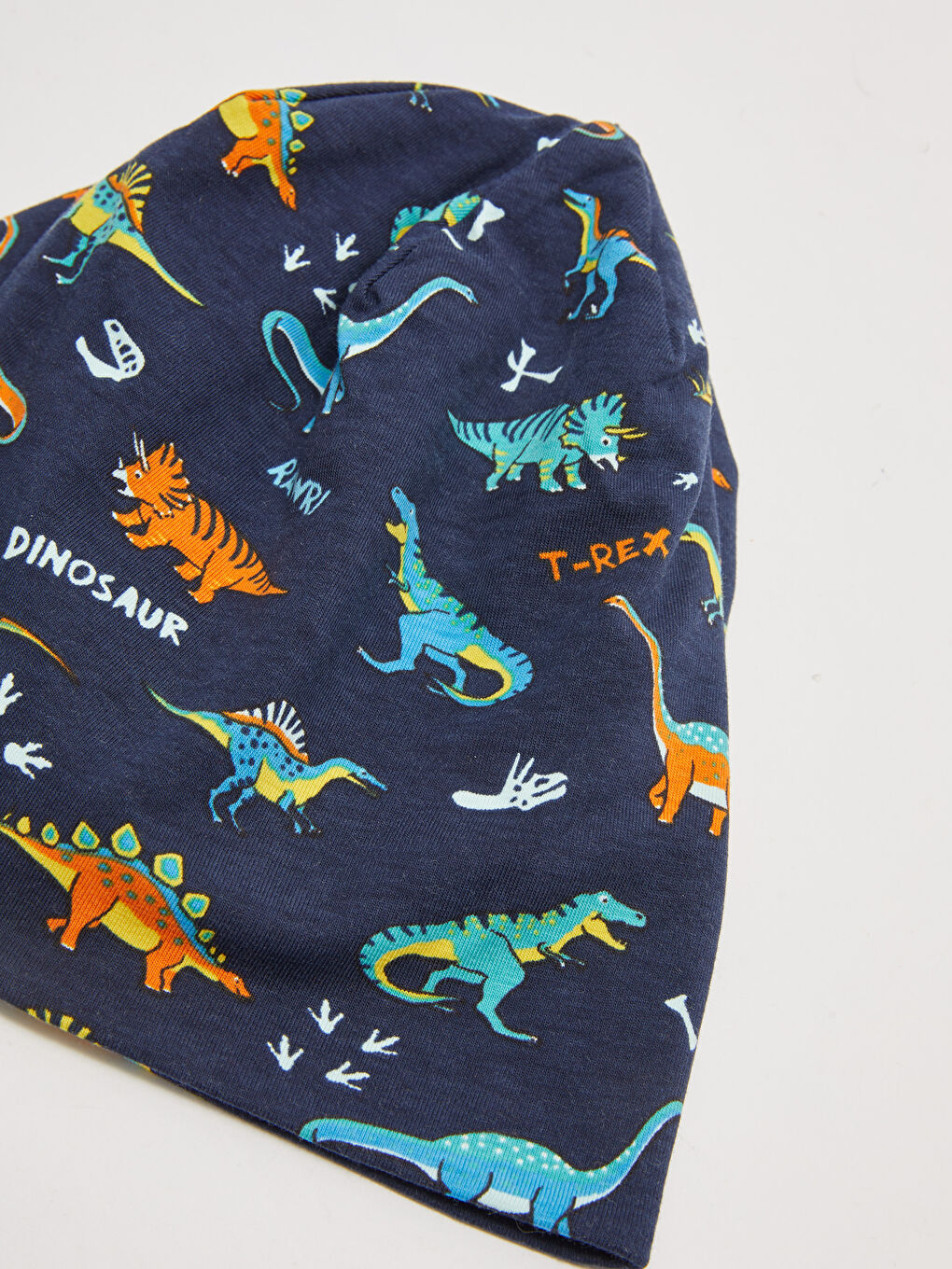 Lacivert Erkek Çocuk Dinozor Baskılı Pamuklu Jarse Bere-1