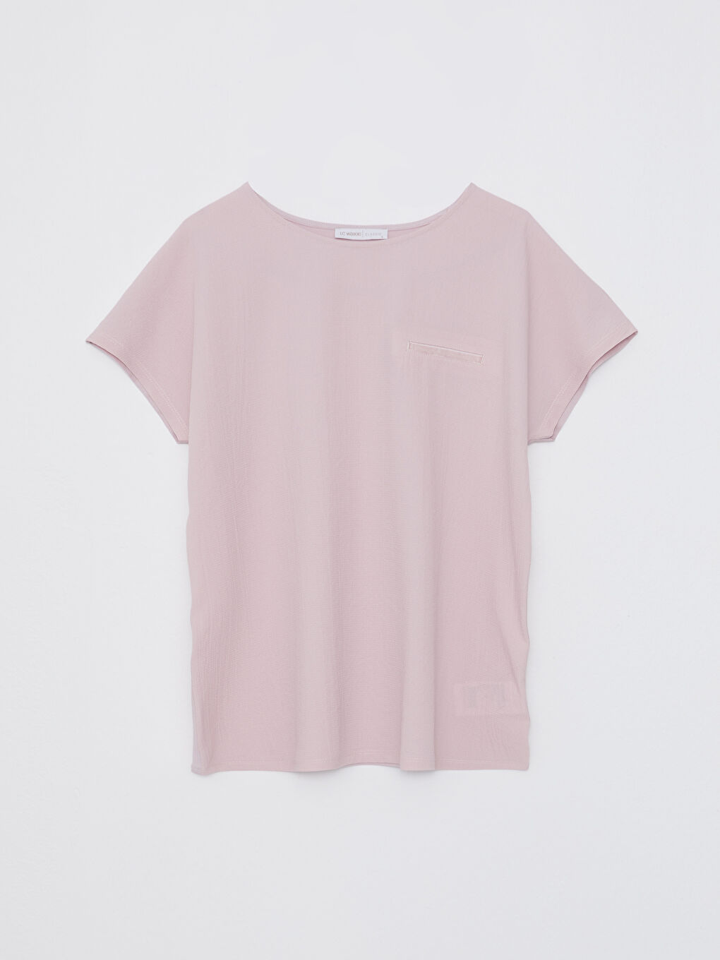 تي شيرت سادة بياقة دائرية بأكمام قصيرة للسيدات-4