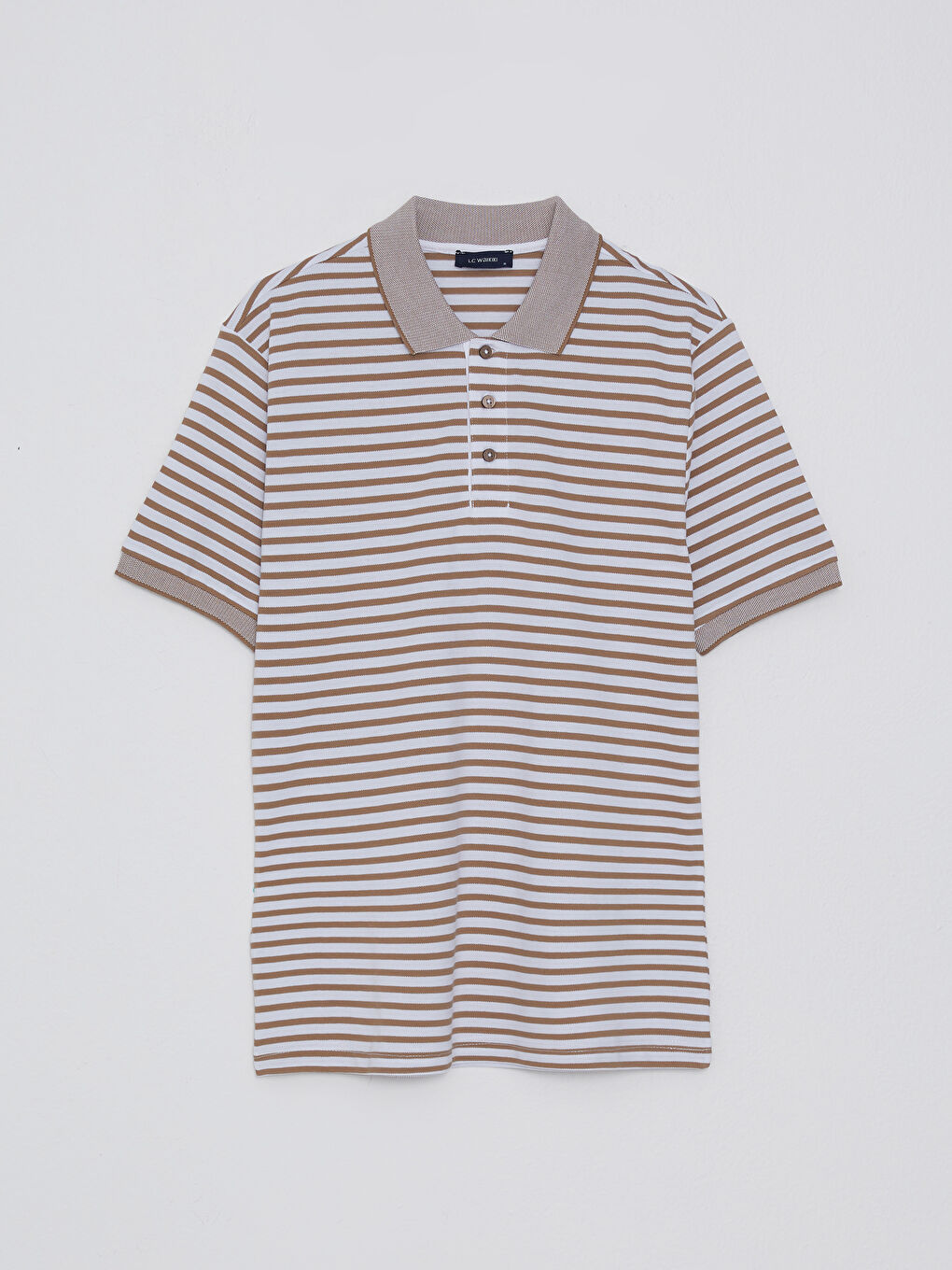 Polo Neck Short Sleeve Striped Men's T-Shirt-5
