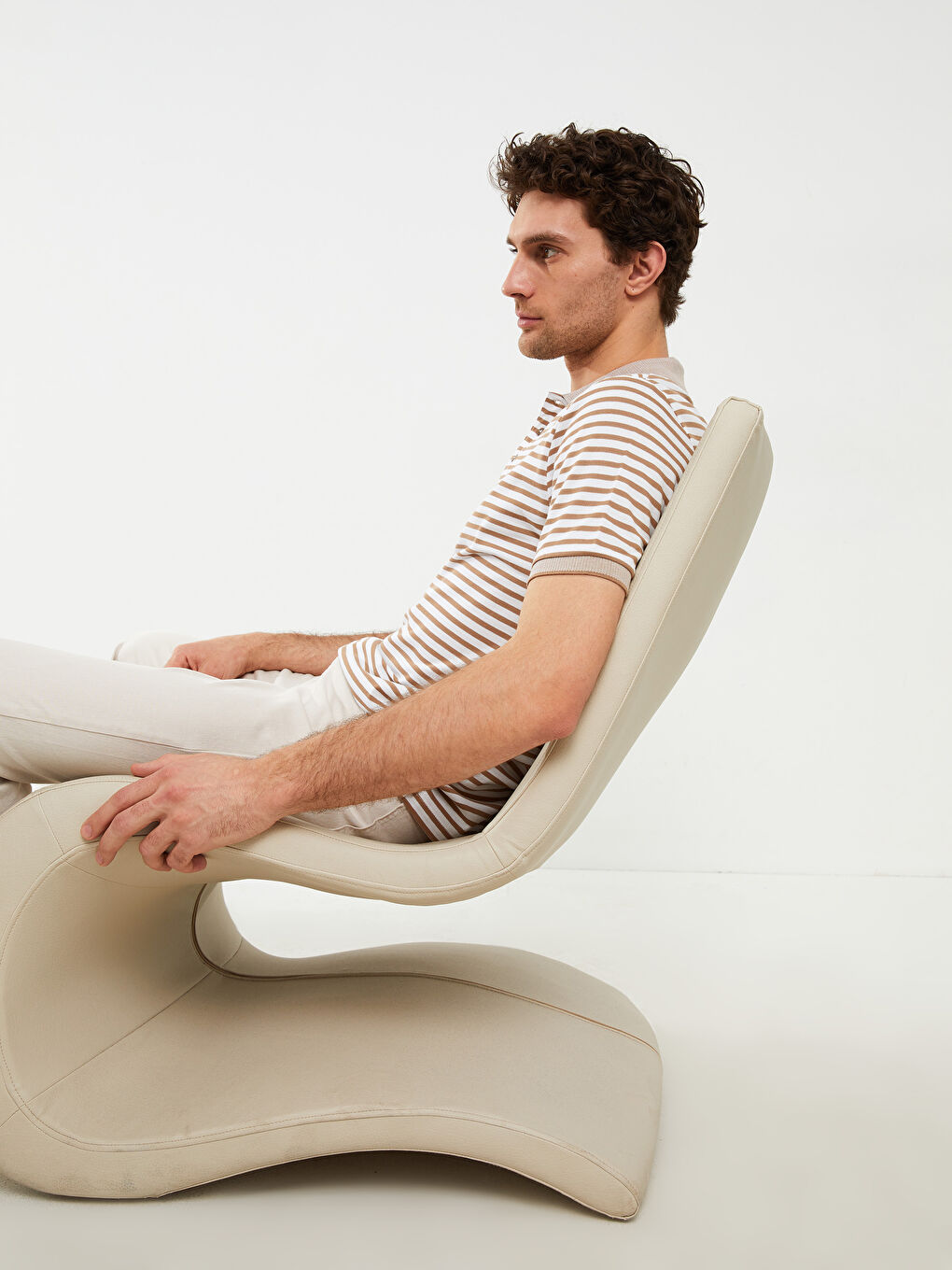 Polo Neck Short Sleeve Striped Men's T-Shirt