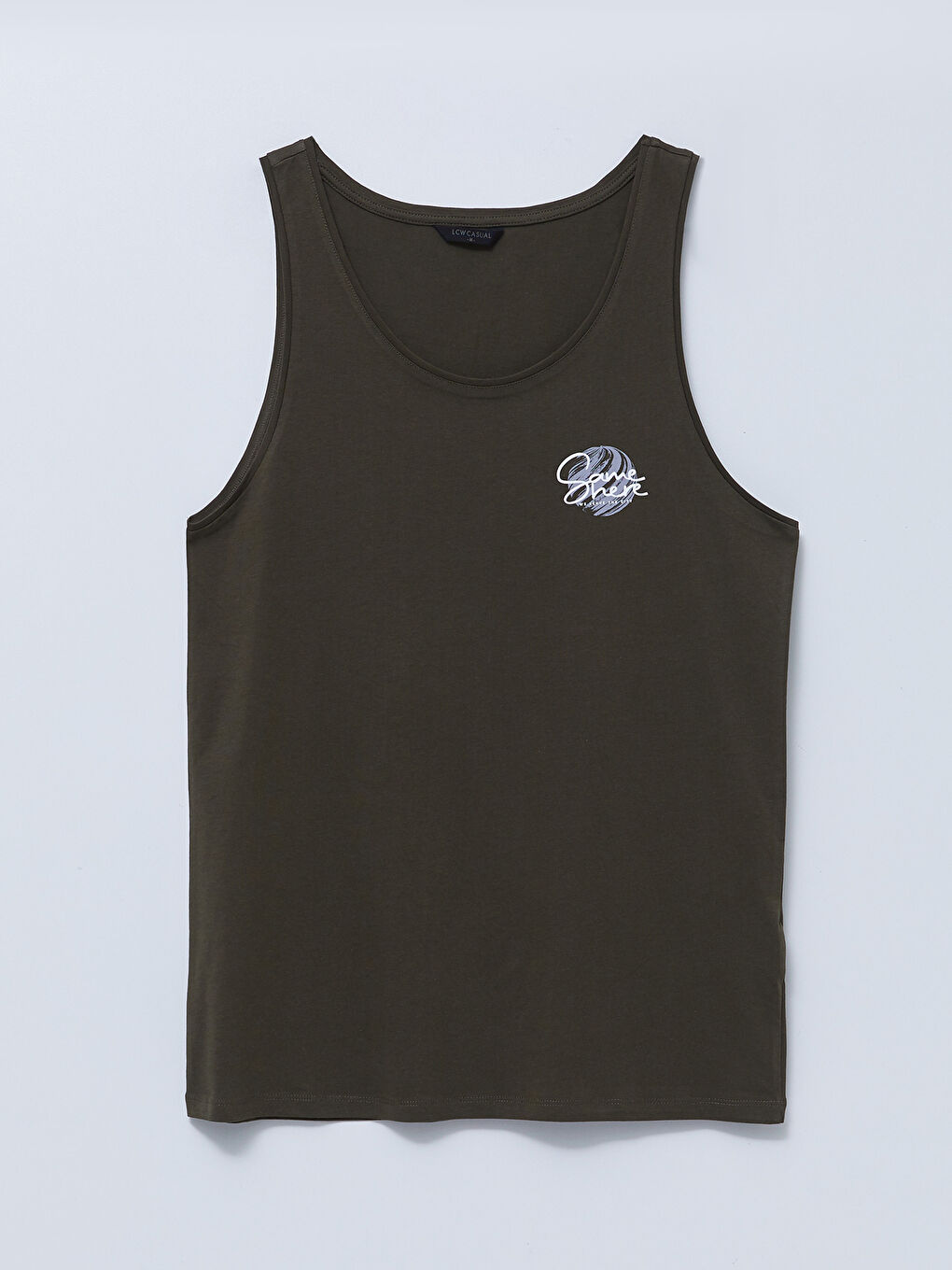 تيشيرت بدون أكمام مطبوع بياقة دائرية للرجال-5