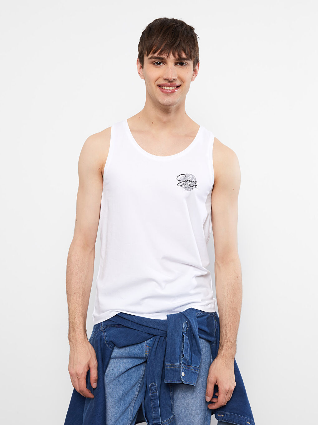 Crew Neck Printed Men's Sleeveless T-Shirt-1