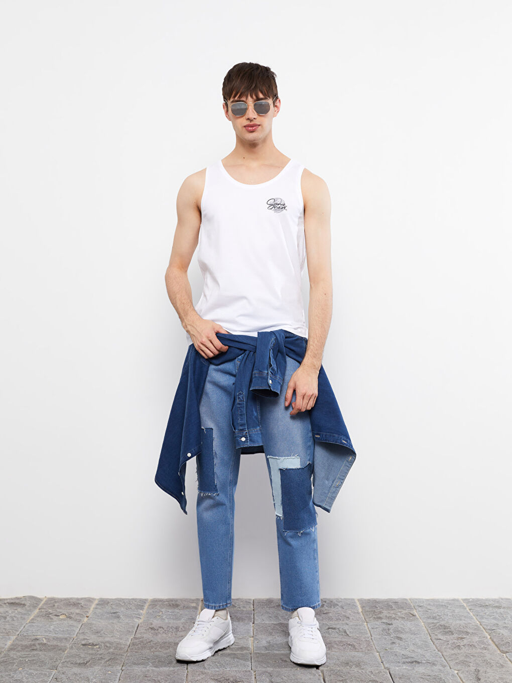 Crew Neck Printed Men's Sleeveless T-Shirt