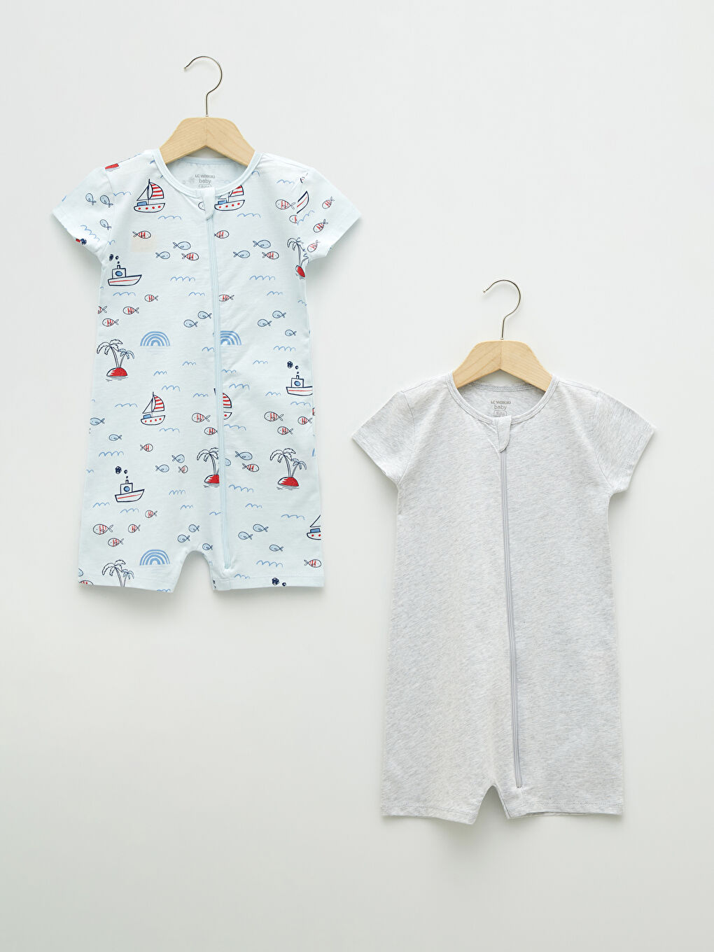 Bisiklet Yaka Kısa Kollu Baskılı Erkek Bebek Tulum