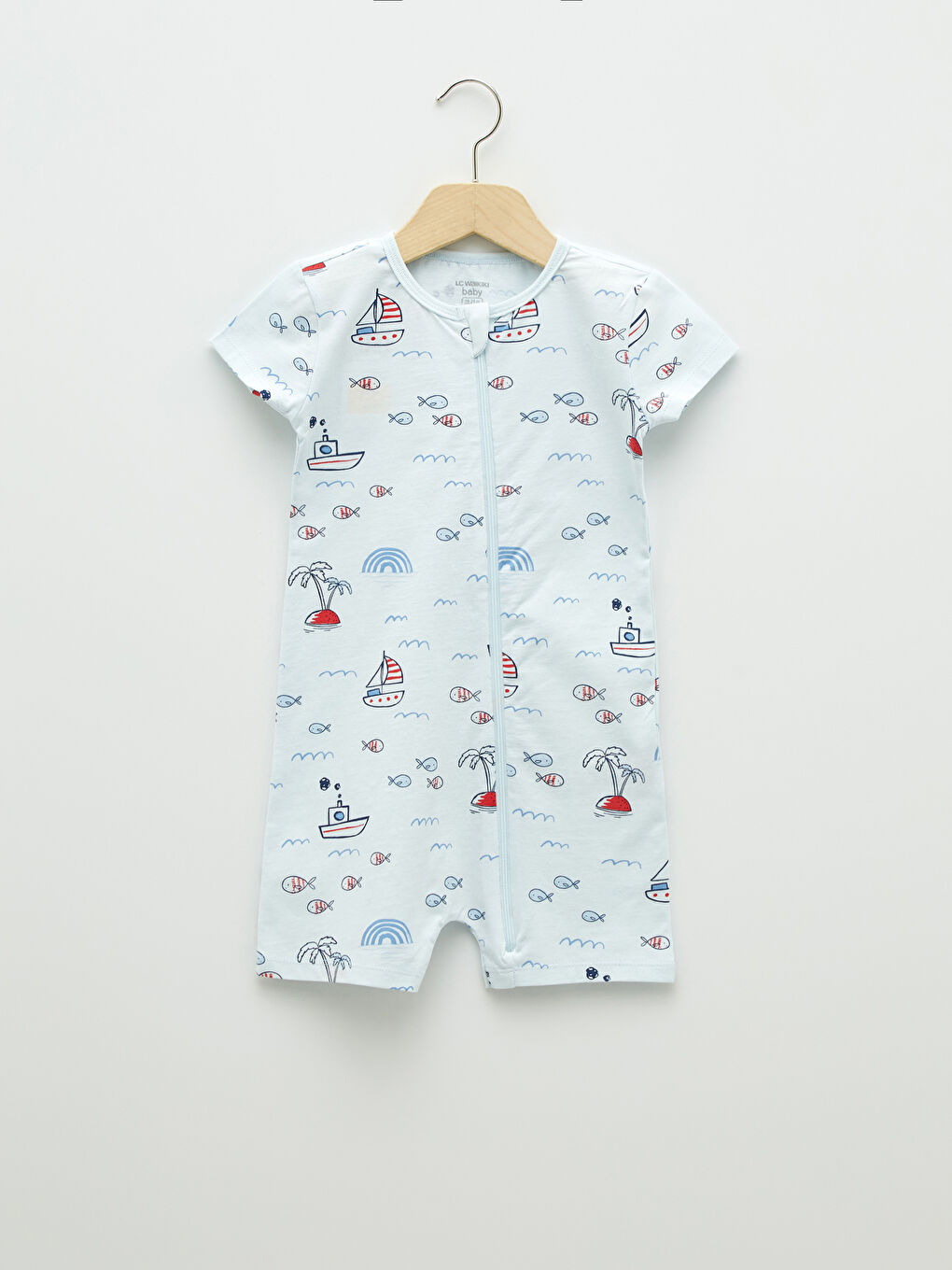 Bisiklet Yaka Kısa Kollu Baskılı Erkek Bebek Tulum-1