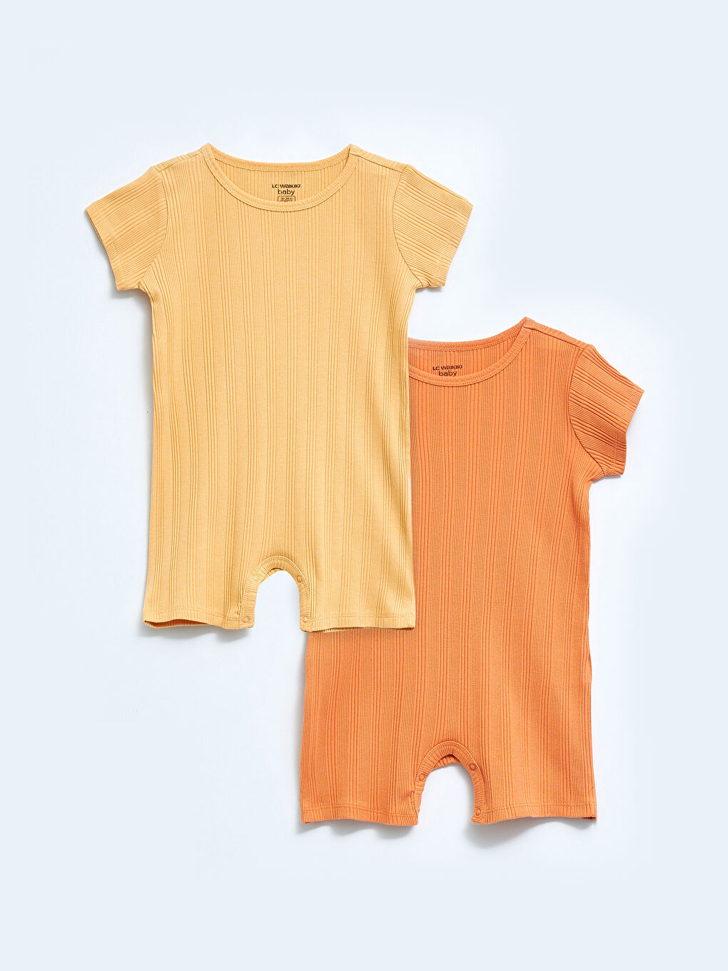 Turuncu Bisiklet Yaka Kısa Kol Pamuklu Erkek Bebek Tulum 2'li