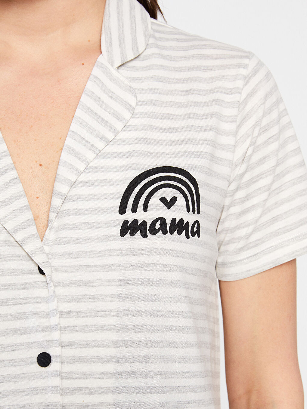 Пижамный комплект с отложным воротником, полосатый, с коротким рукавом для беременных-3