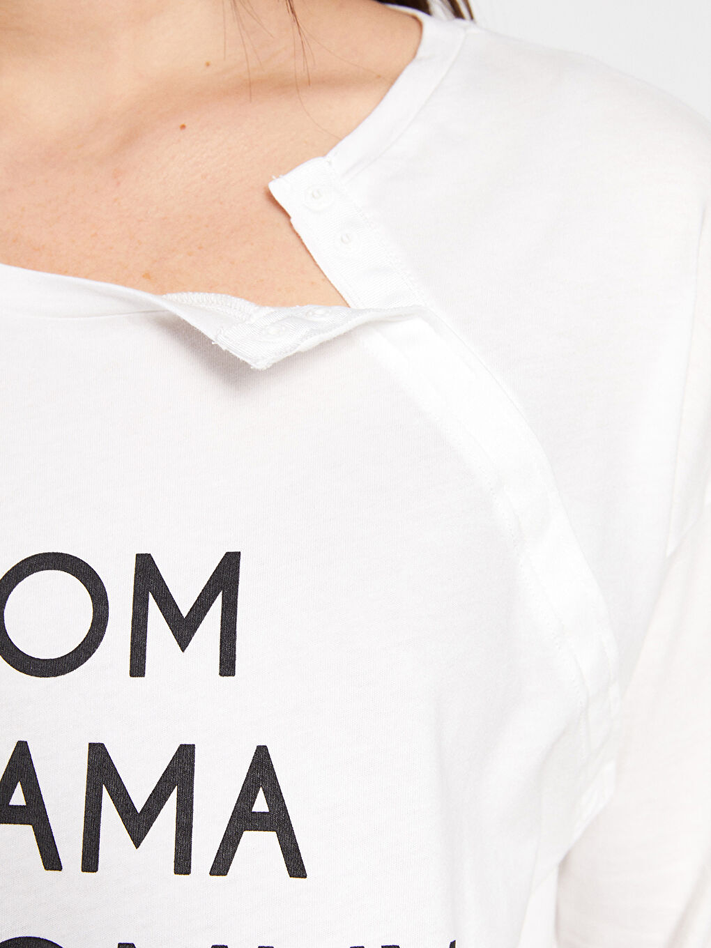 Ensemble de pyjama de maternité à manches longues imprimé col rond avec allaitement-3