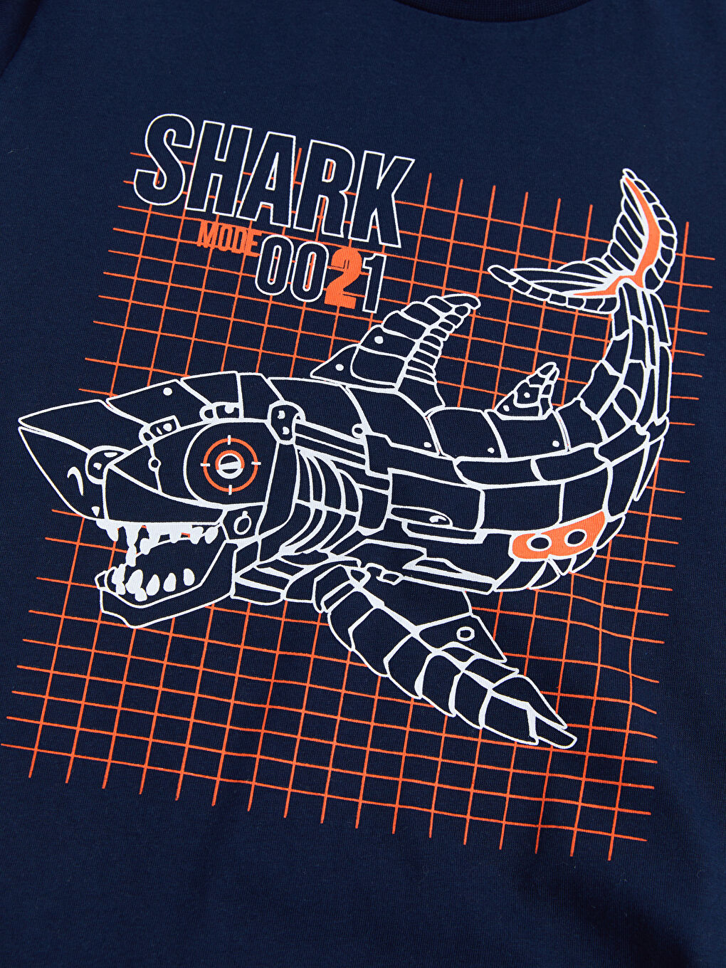 Lacivert Bisiklet Yaka Baskılı Kısa Kollu Pamuklu Erkek Çocuk Tişört-2