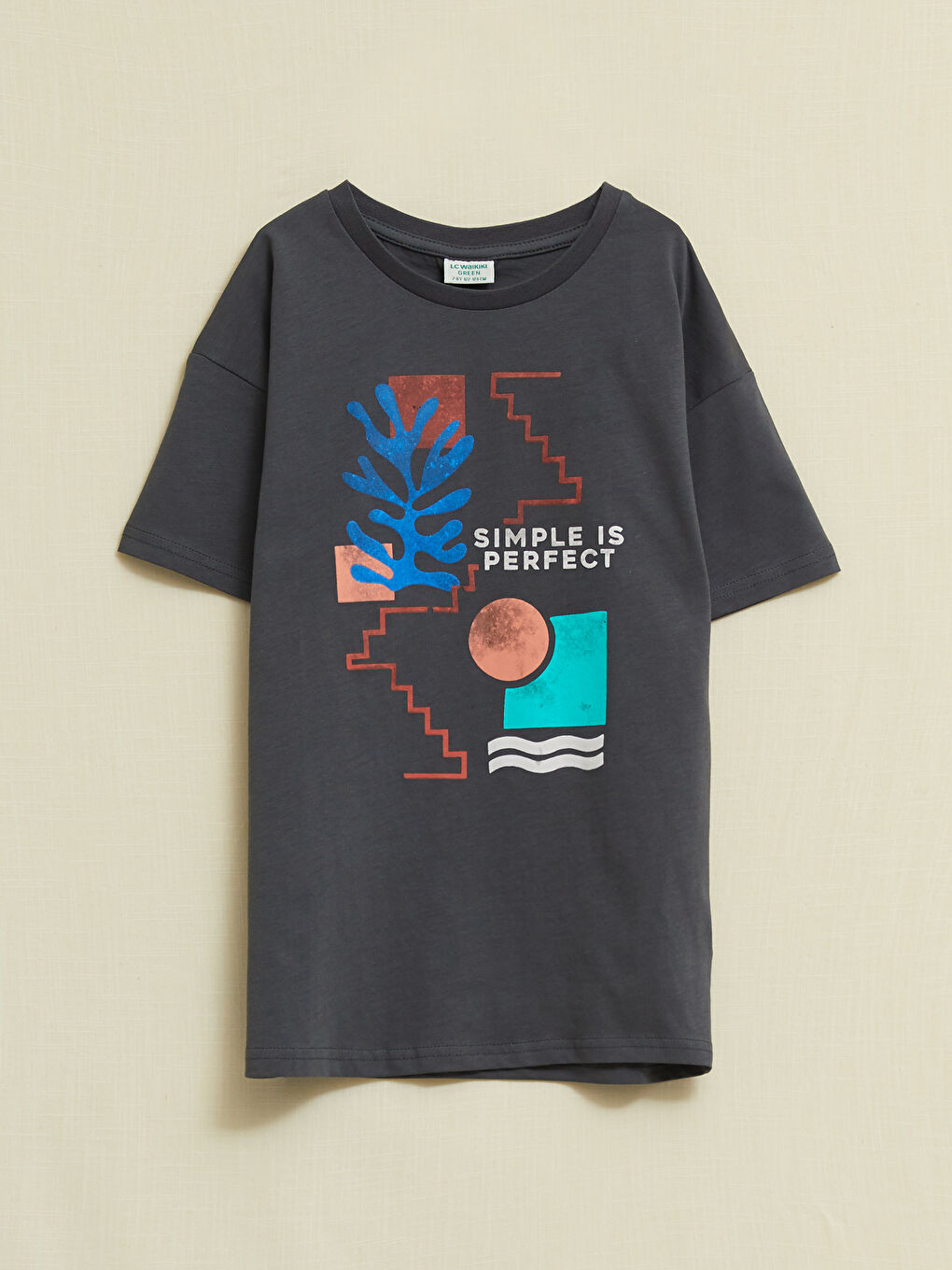 T-shirt garçon en coton à manches courtes imprimé col rond