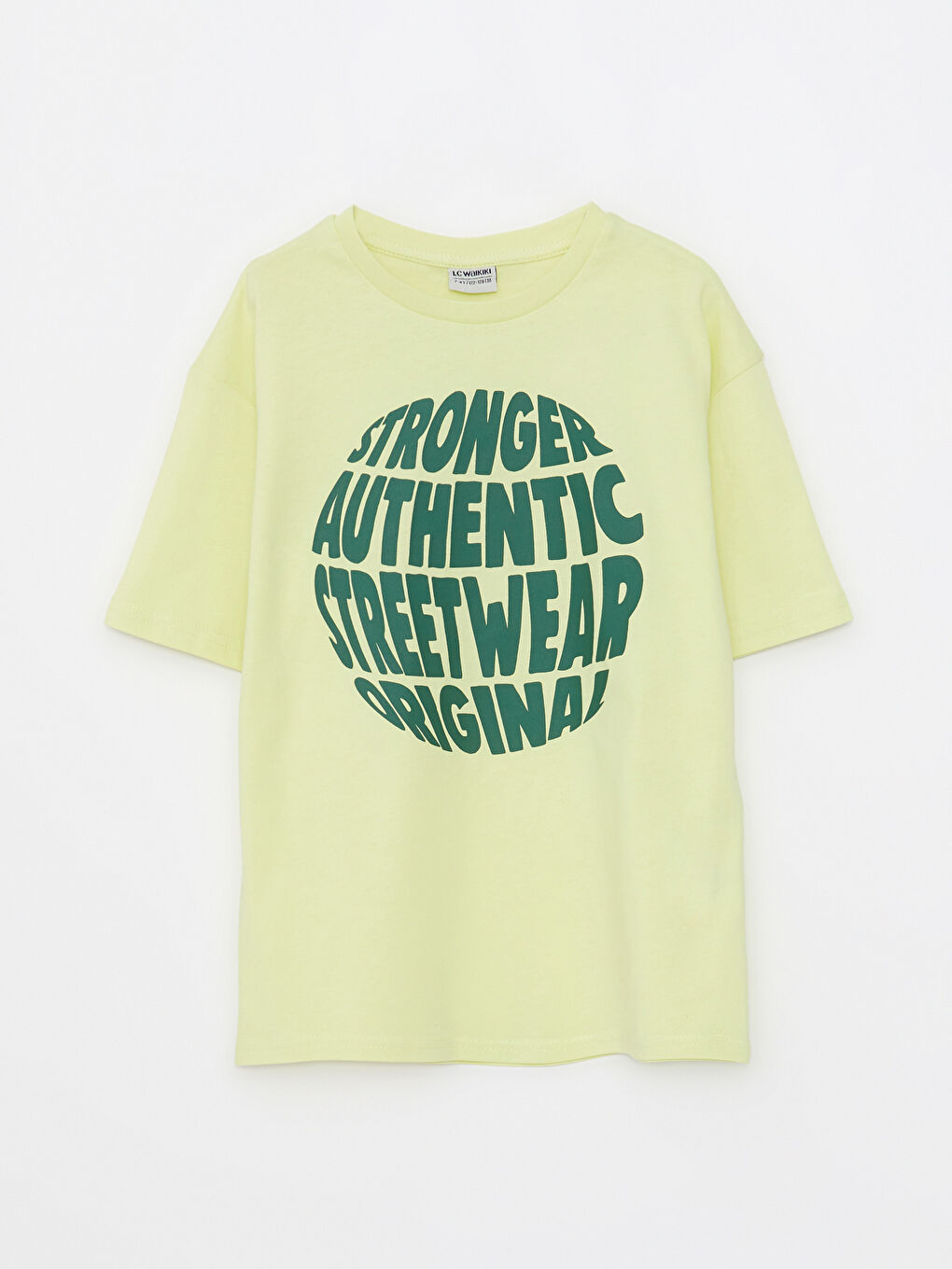 Yeşil Bisiklet Yaka Baskılı Kısa Kollu Pamuklu Erkek Çocuk Tişört