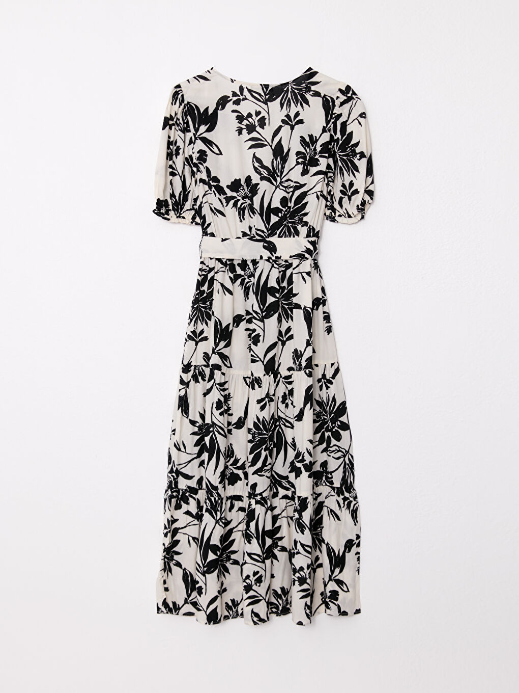 LCW Vision Double Breasted Collar Floral Short Sleeve Viscose Women's Dress -S29289Z8-LQJ