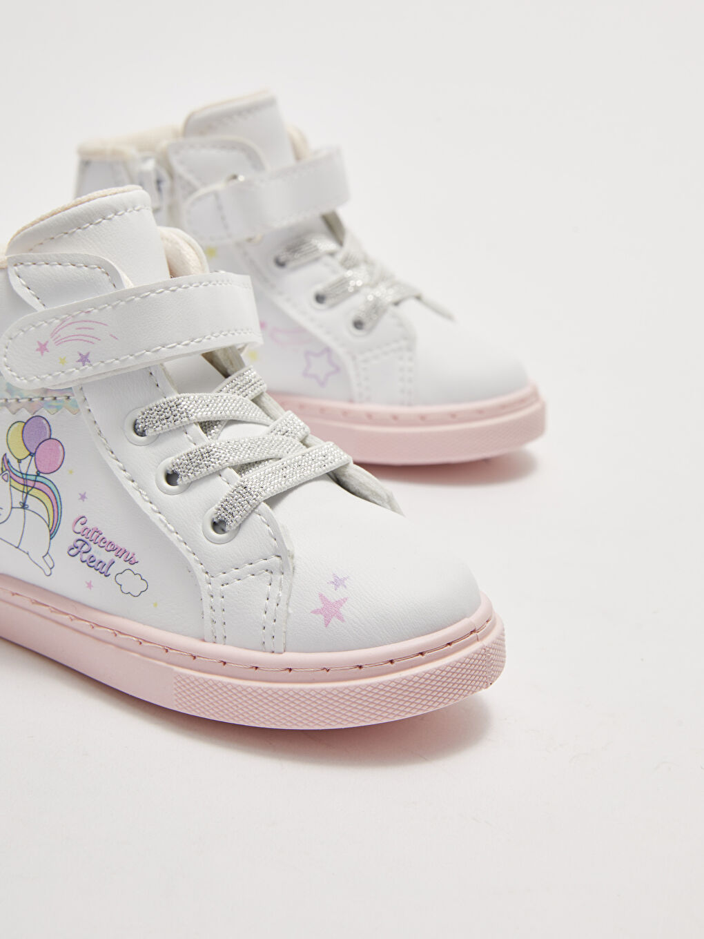 أحذية رياضية بنات رضع مطبوعة برباط حذاء، أشرطة وسوستة-2