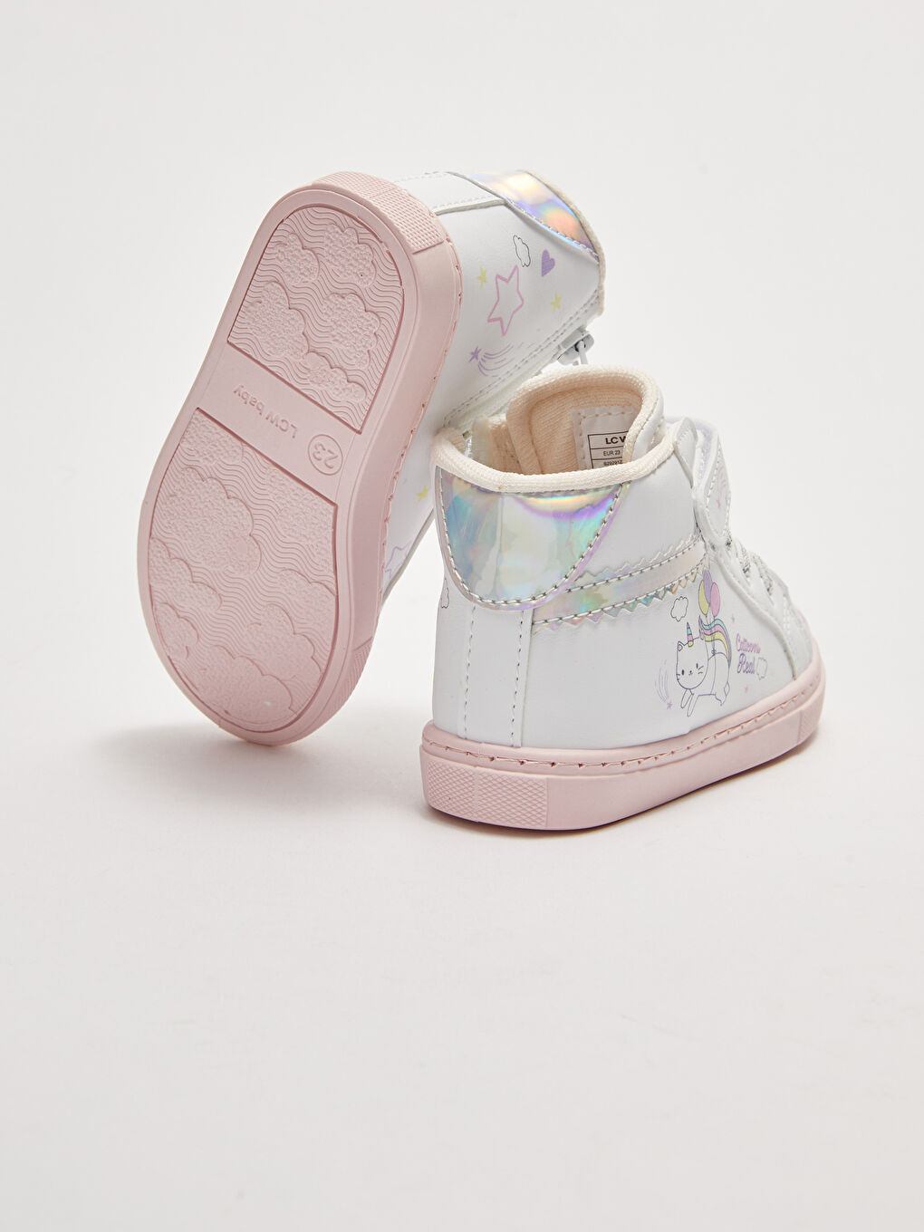 أحذية رياضية بنات رضع مطبوعة برباط حذاء، أشرطة وسوستة-4