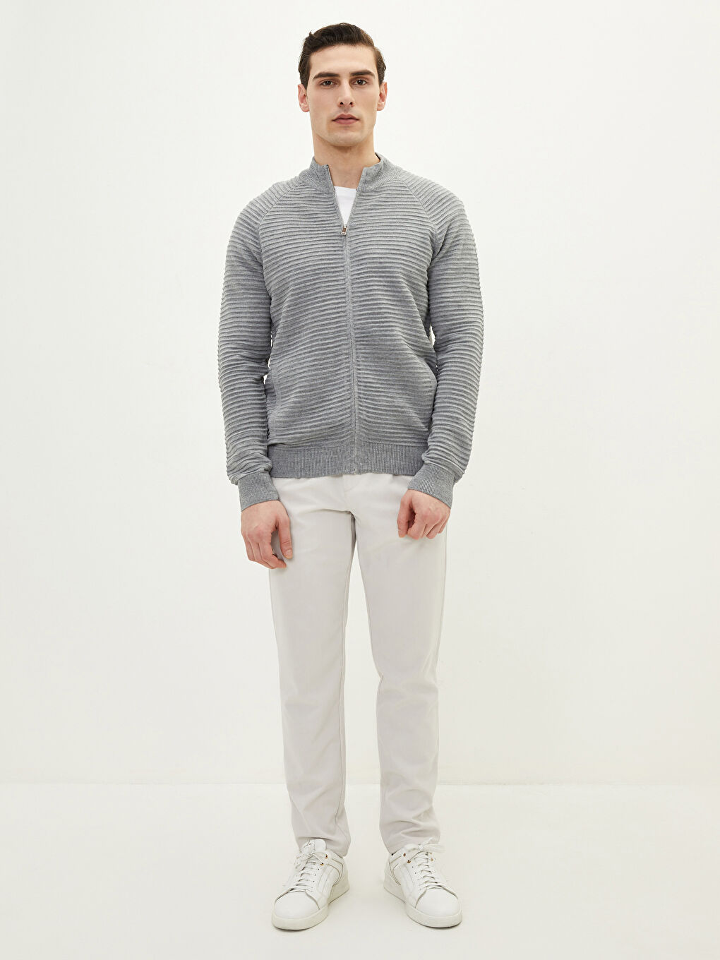 LCW Vision Gri Slim Fit Dik Yaka Erkek Hırka - 2