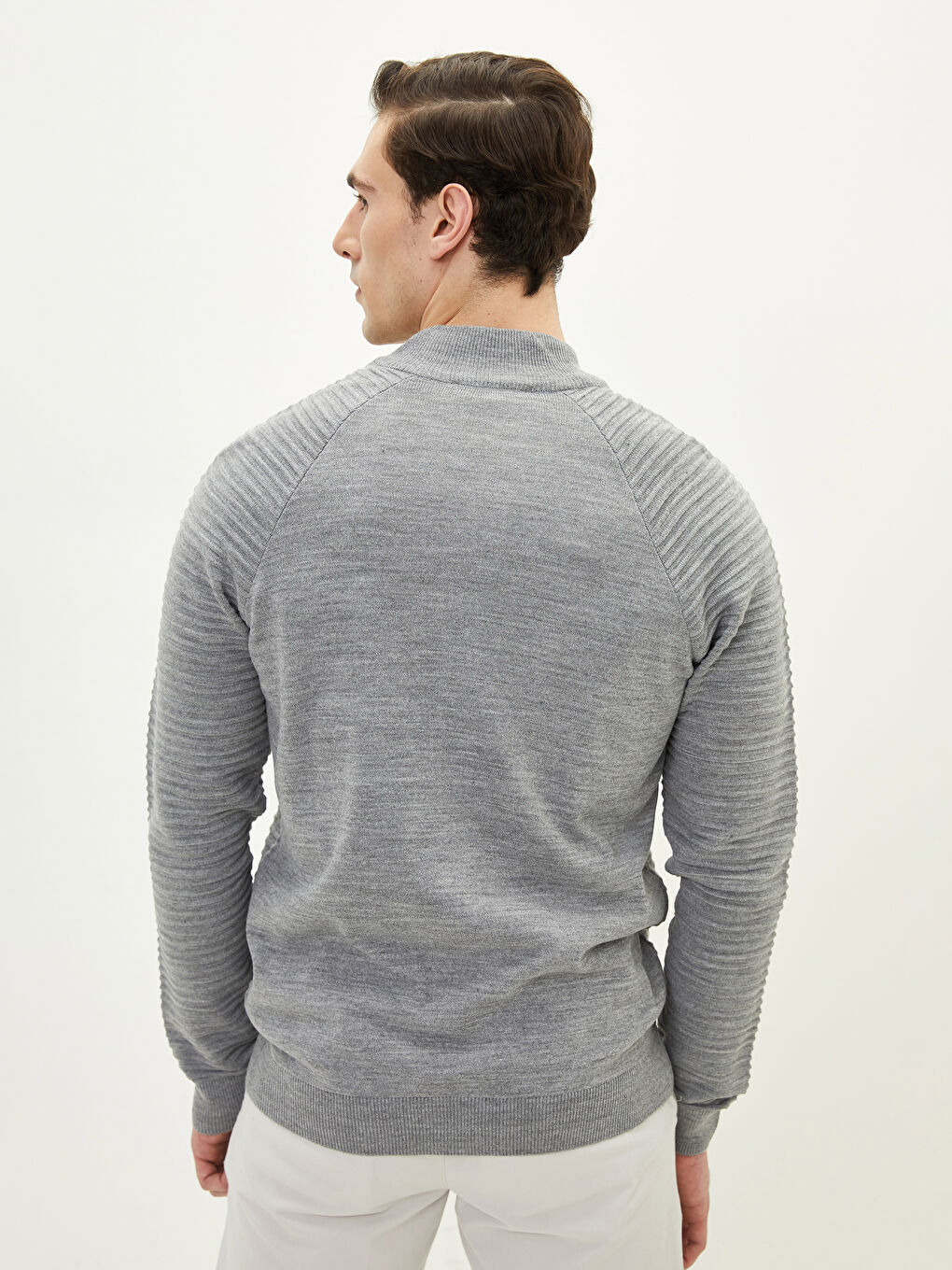 LCW Vision Gri Slim Fit Dik Yaka Erkek Hırka - 4