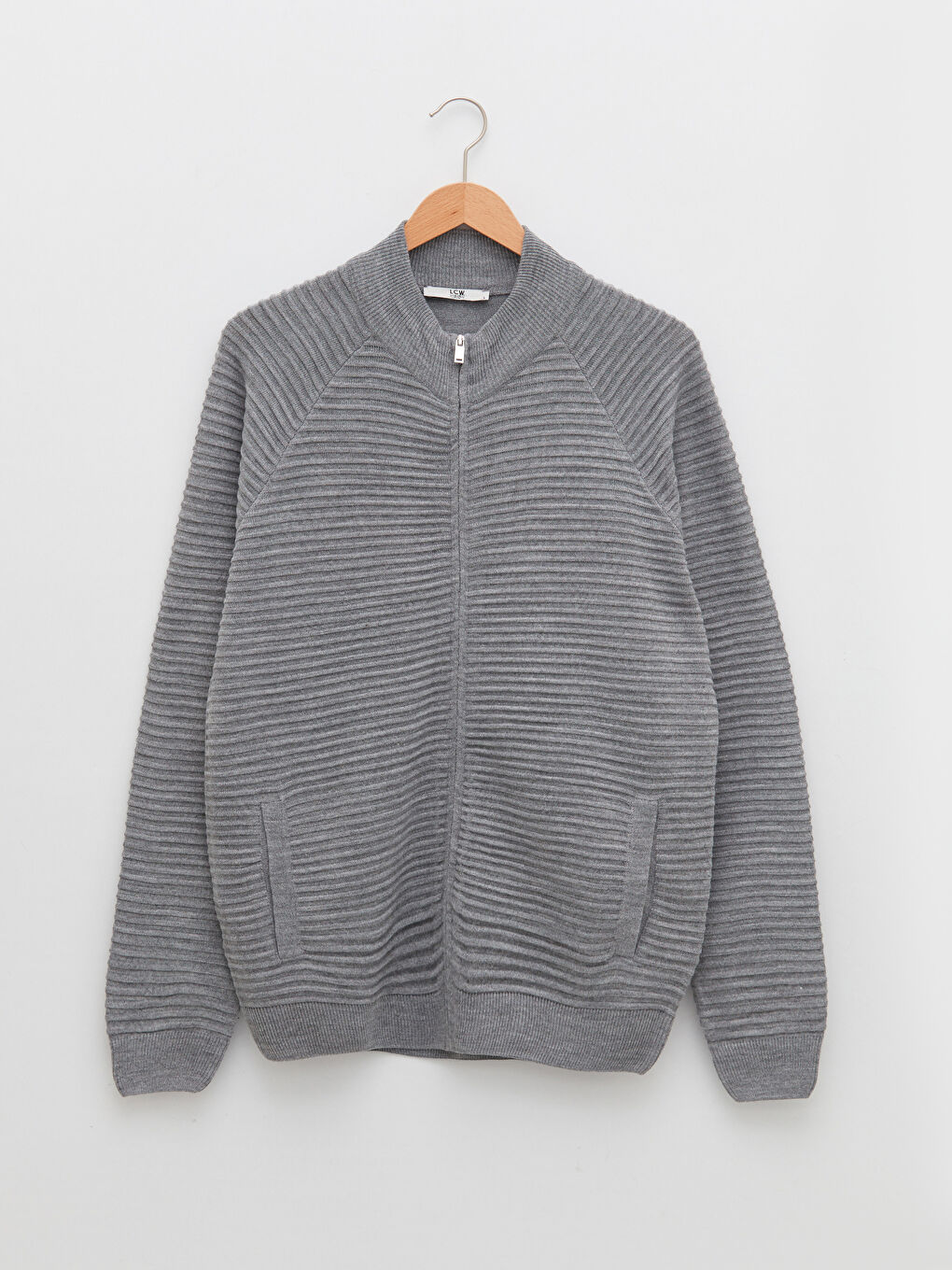 LCW Vision Gri Slim Fit Dik Yaka Erkek Hırka - 5