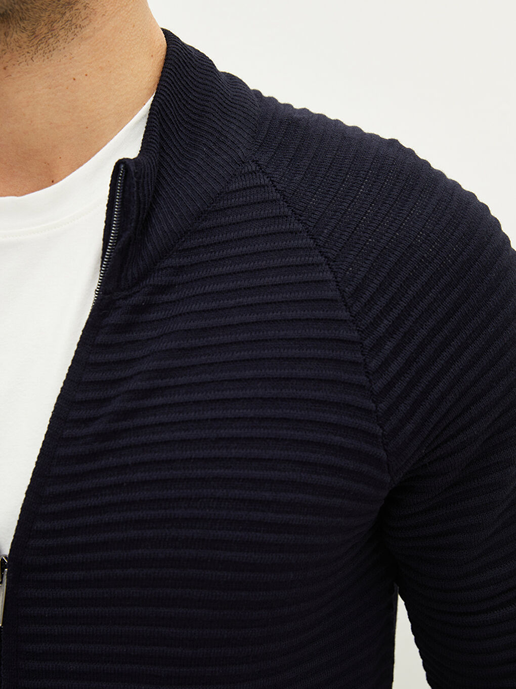 Lacivert Slim Fit Dik Yaka Erkek Hırka-3