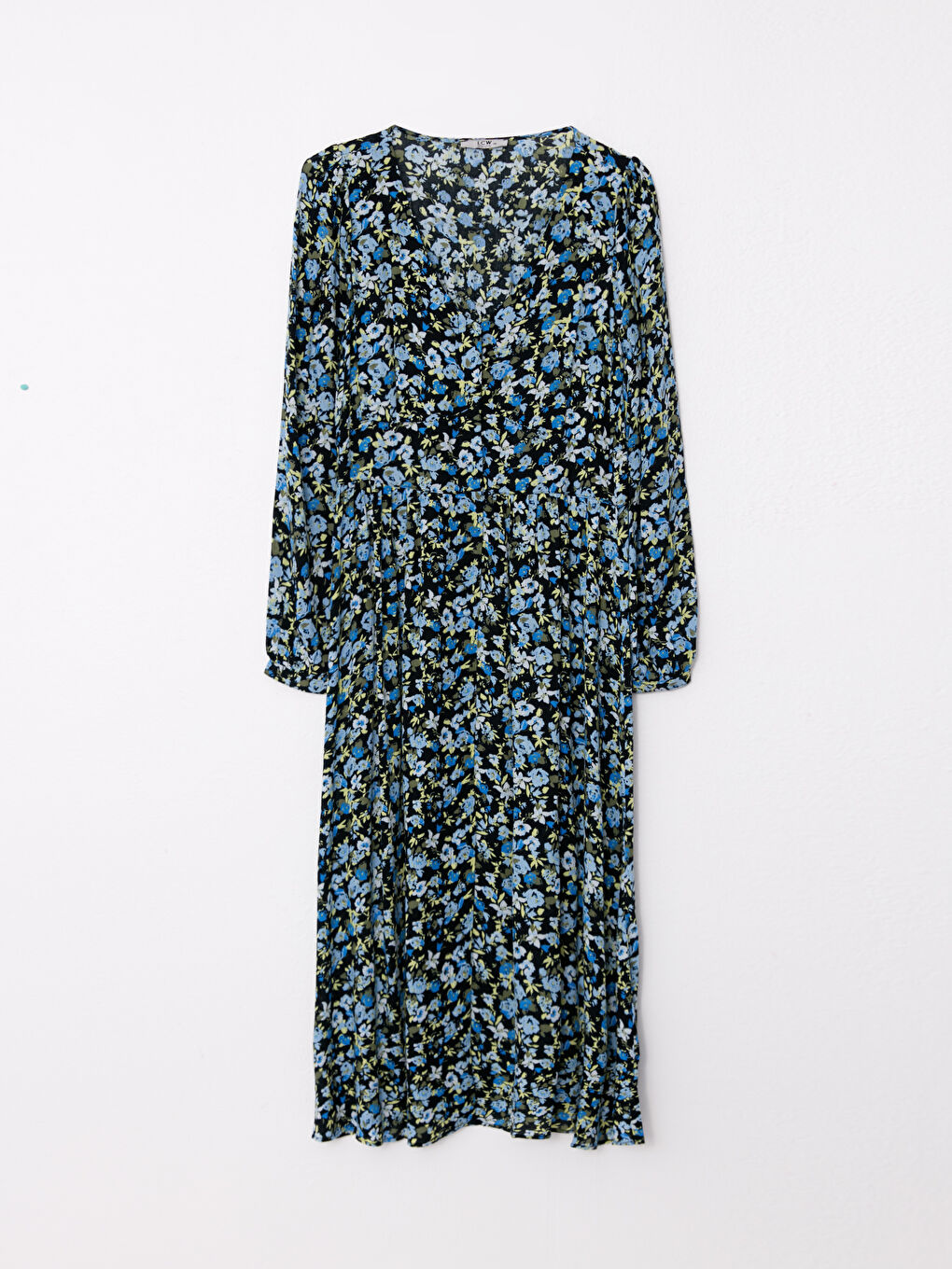 LC Waikiki V Neck Patterned Long Sleeve Viscose Women's Dress -S29298Z8-LSJ