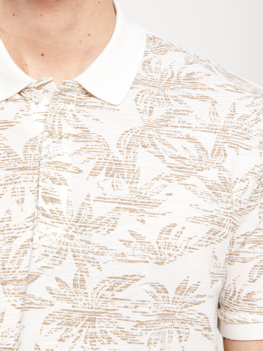 Polo Neck Short Sleeve Patterned Pique Men's T-Shirt-3