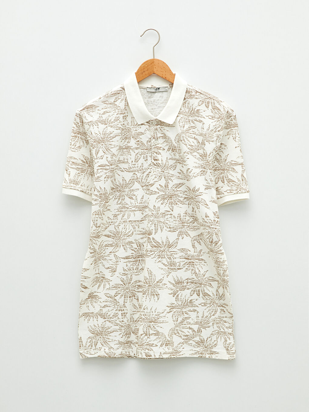 Polo Neck Short Sleeve Patterned Pique Men's T-Shirt-5