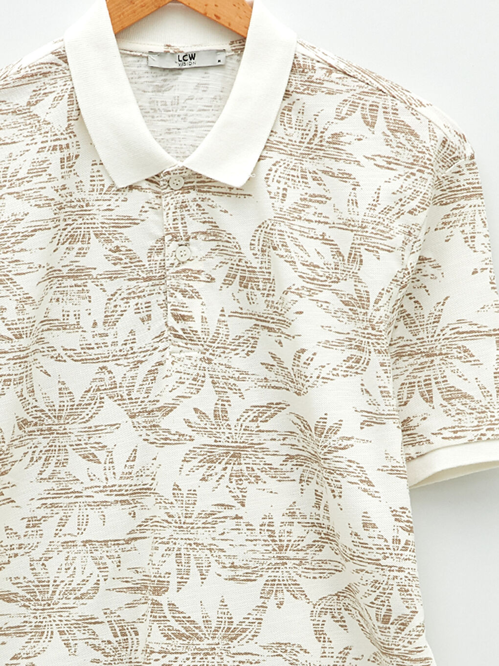 Polo Neck Short Sleeve Patterned Pique Men's T-Shirt-7