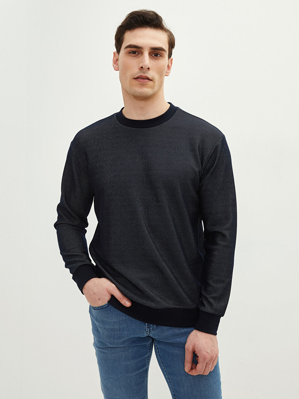 LCW Vision Rundhalsausschnitt Langarm Gestreiftes Herren-Sweatshirt -S29305Z8-RFH