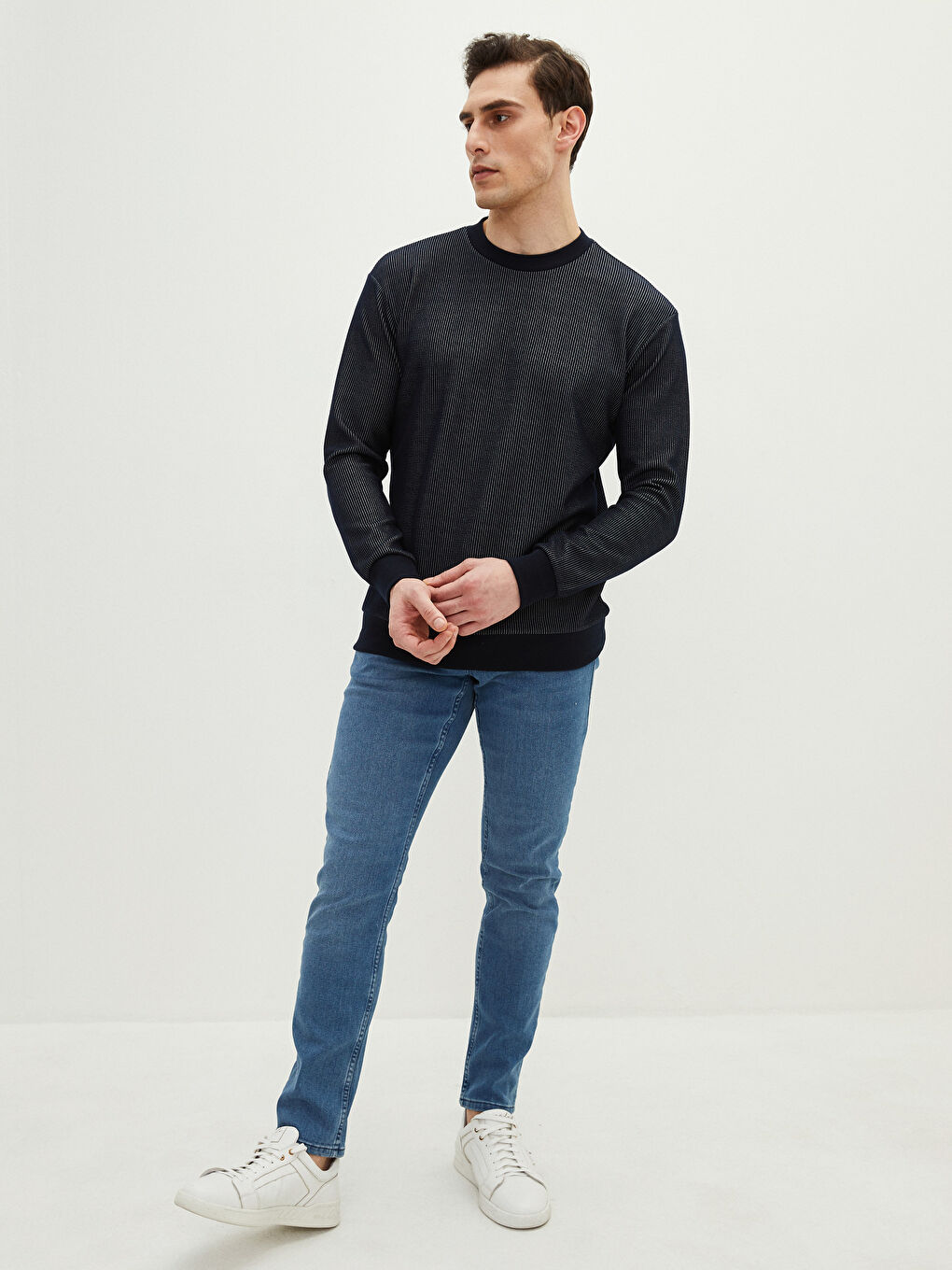 LCW Vision Rundhalsausschnitt Langarm Gestreiftes Herren-Sweatshirt -S29305Z8-RFH