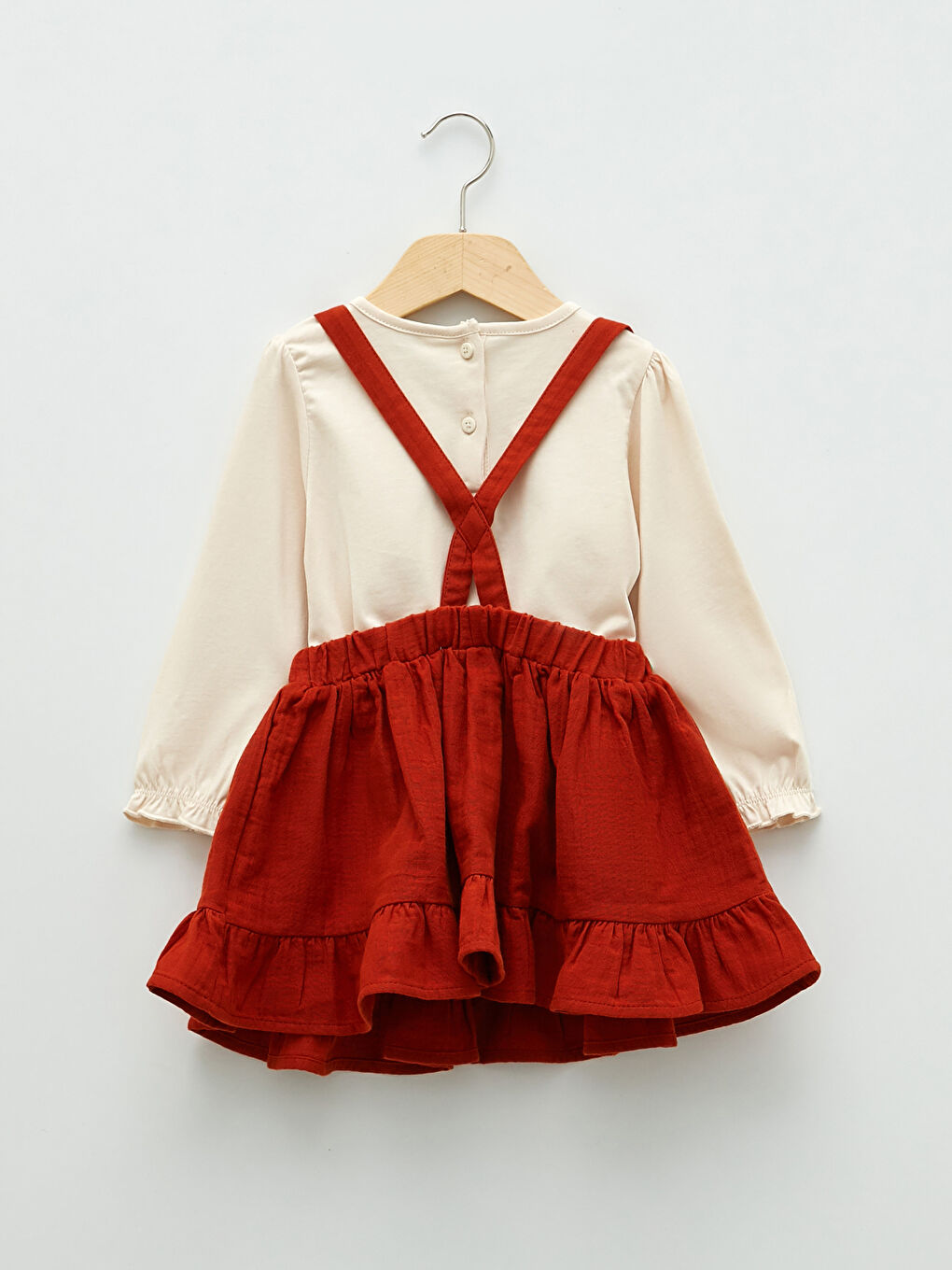 Bebe Collar Long Sleeve Embroidery Detailed Baby Girl T-Shirt and Skirt 2-Pack Set-6