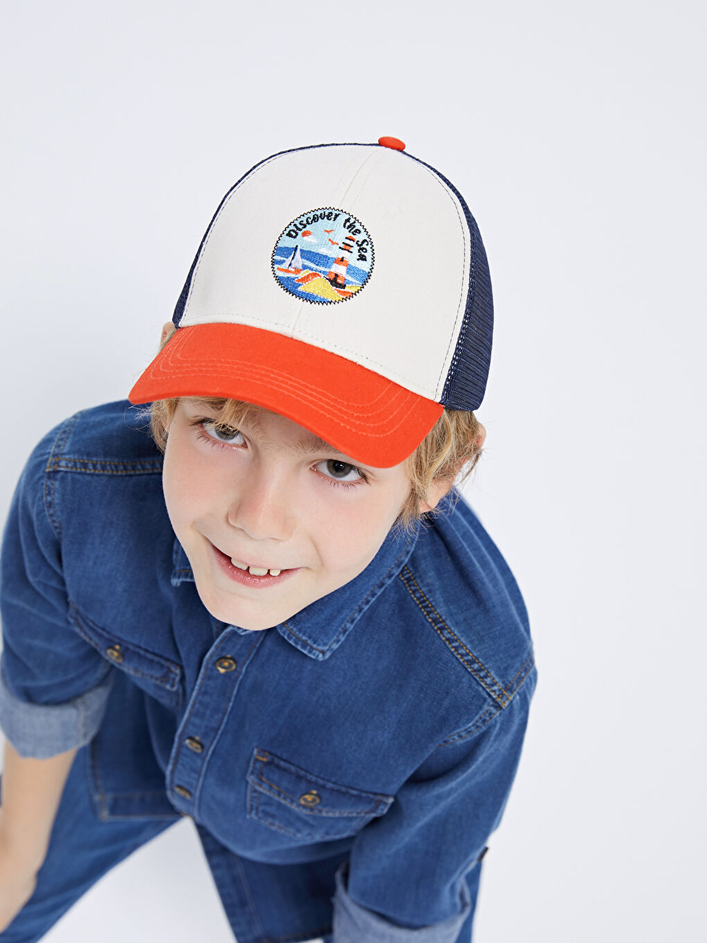 Embroidered Mesh Detailed Boys' Baseball Cap