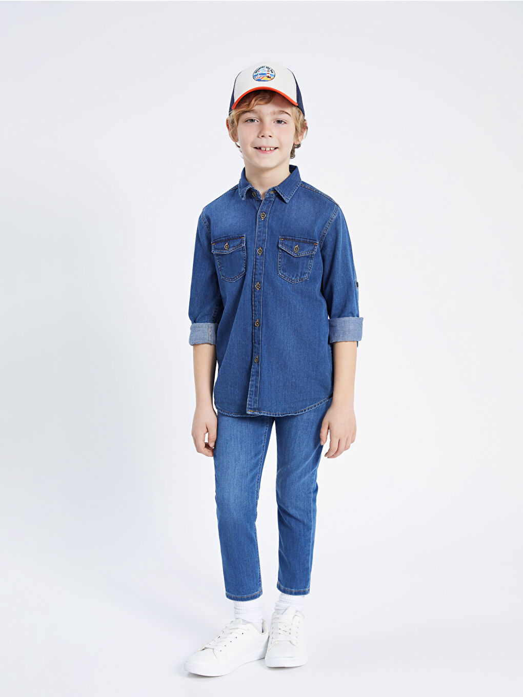 Embroidered Mesh Detailed Boys' Baseball Cap-1