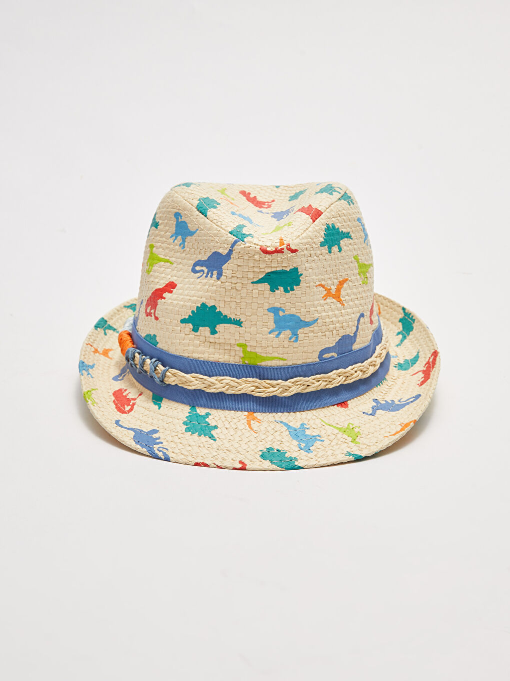 قبعة فيدورا ولادي قش بتفاصيل كومة مطبوعة