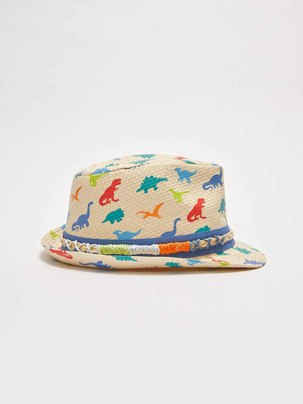 قبعة فيدورا ولادي قش بتفاصيل كومة مطبوعة-2