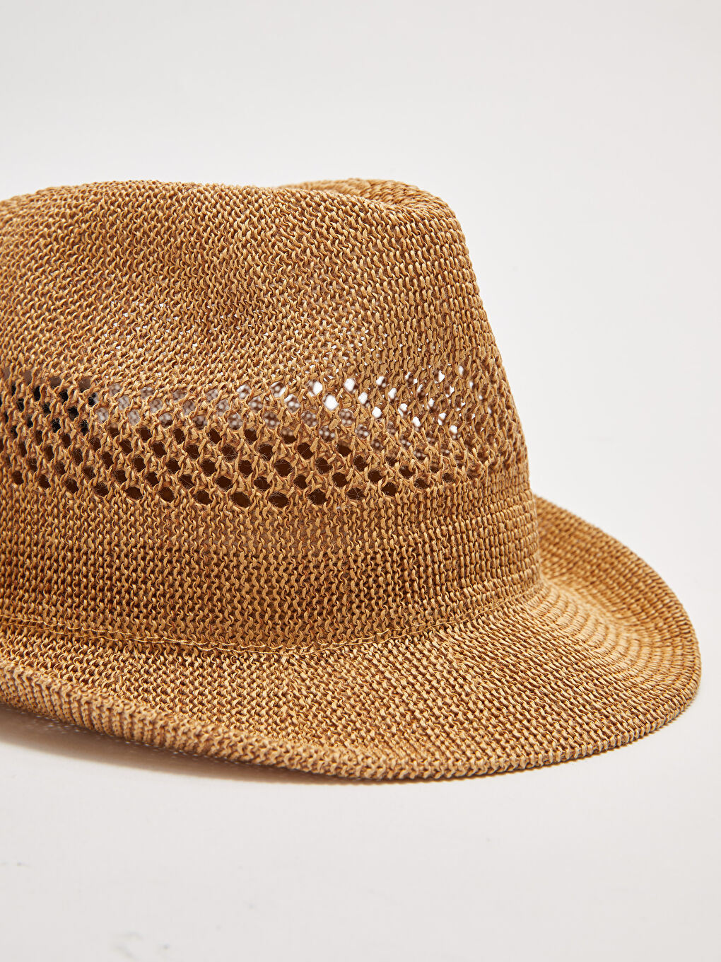 Straw Detailed Men's Fedora Hat-5