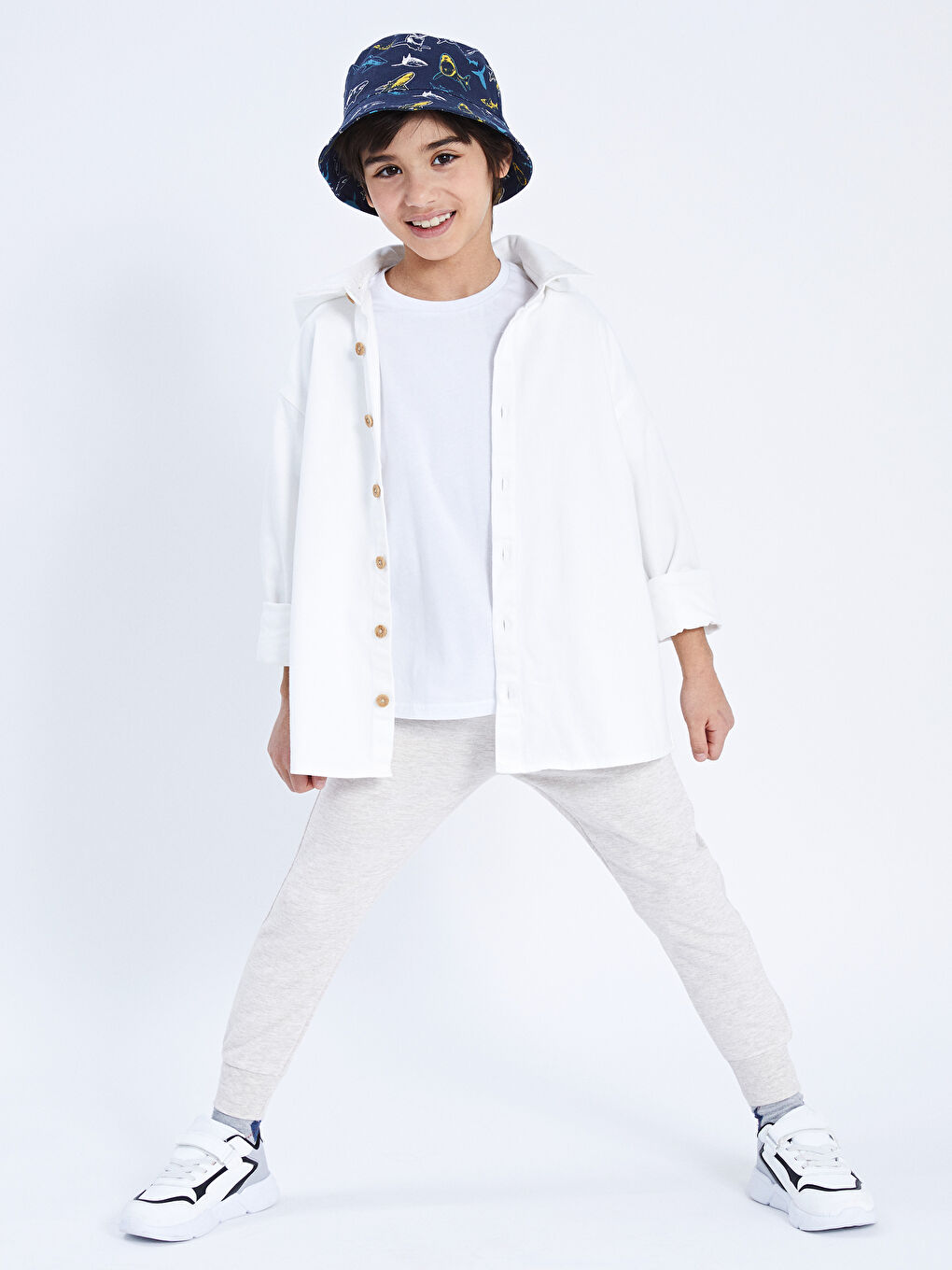 قبعة دلو قطنية مطبوعة للأولاد-1