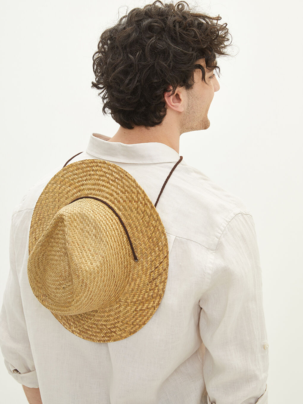 Straw Lace Detailed Men's Fedora Hat-1