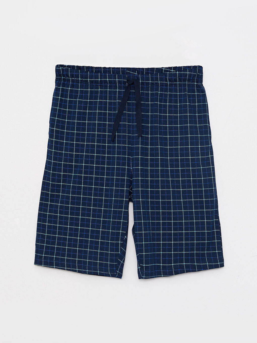 Mavi Standart Kalıp Ekose Erkek Pijama Takımı-11