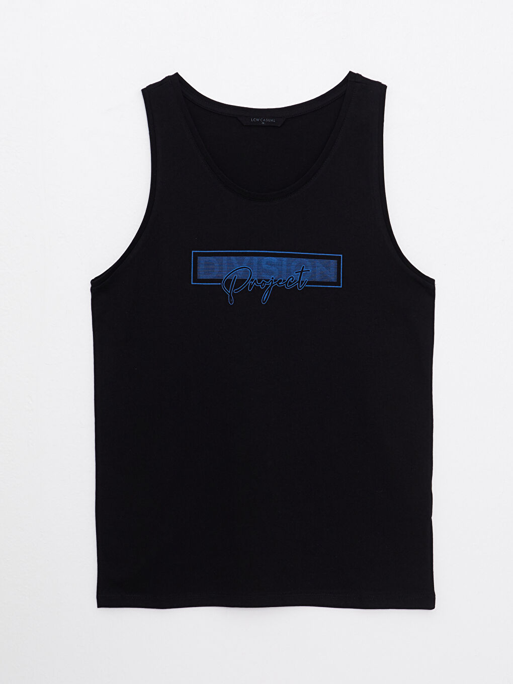 Siyah Bisiklet Yaka Baskılı Penye Erkek Kolsuz Tişört-5