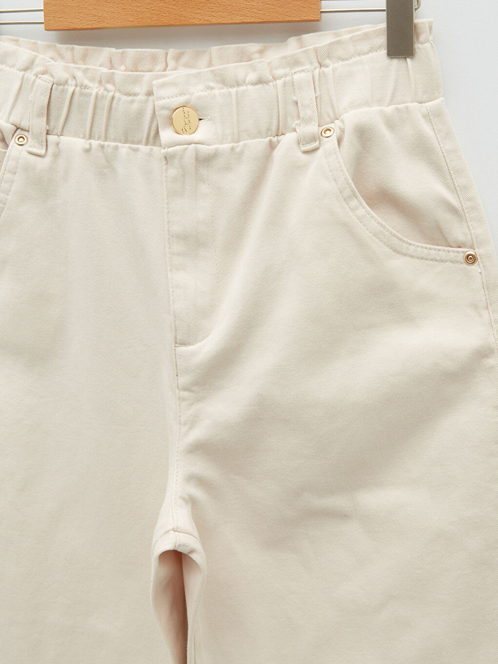 Elastic Waist Basic Cotton Girls' Trousers-2