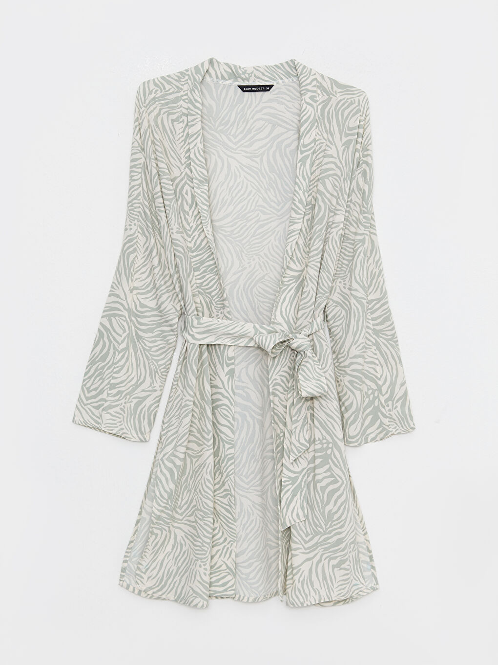 Shawl Collar Patterned Long Sleeve Oversize Viscose Women's Kimono-4