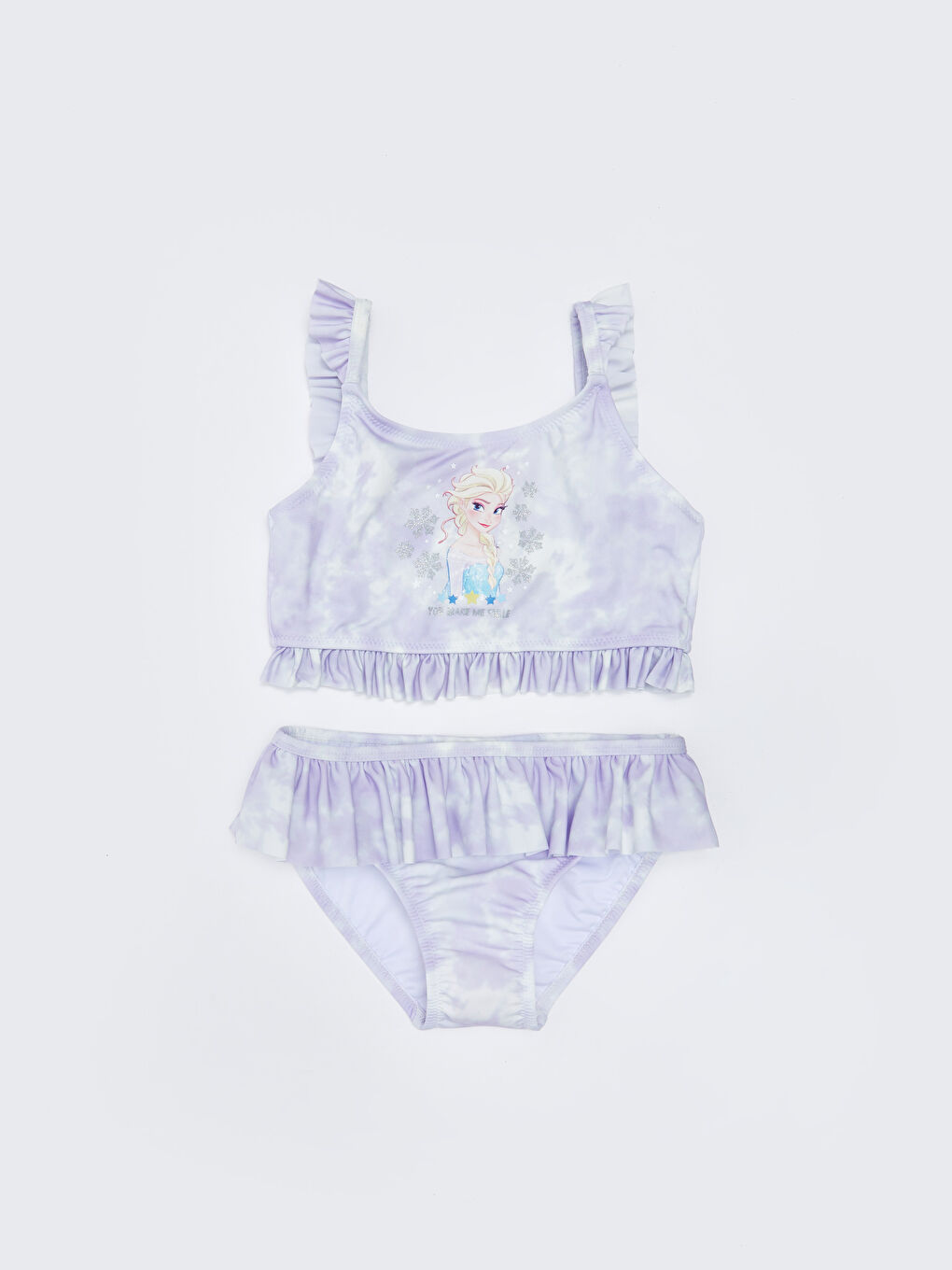 LCW Kids Lila Esnek Kumaştan Elsa Baskılı Kız Çocuk Bikini