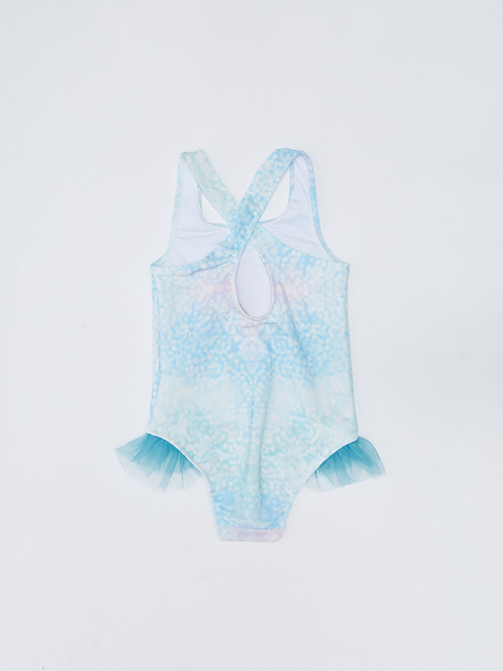 Karışık Esnek Kumaştan Deniz Kızı Baskılı Kız Çocuk Mayo-1